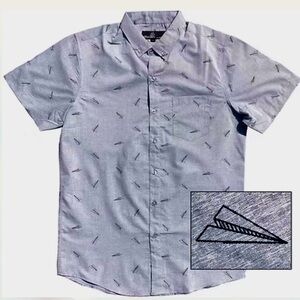 Molokai Surf Co. Men’s Paper Airplanes S/S Shirt Gray Black Size XL Surf Preppy